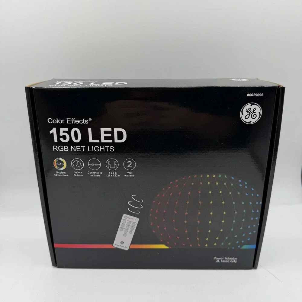 GE Color Effects 150 LED RGB Net Lights 8 Colors 18 Functions 6 Ft x 4 Ft